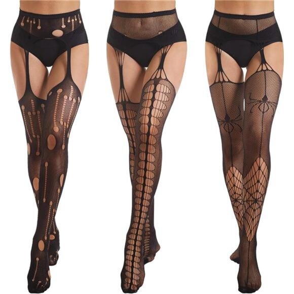 3 Fishnet Tights for Women Patterned Fishnets Stockings - Picture 1 of 3
